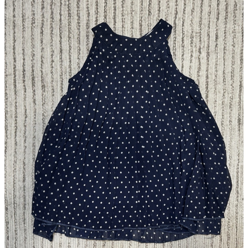 Blueberi Baby Girl Dress 3-6 Months Navy Polka Dot Sleeveless